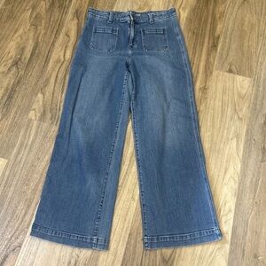 Women's Old Navy Sky-Hi Wide Leg Jeans Extra High Rise Blue Denim Sz14 34X30"